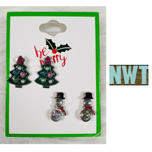 Christmas Tree & Snowman Earrings NWT